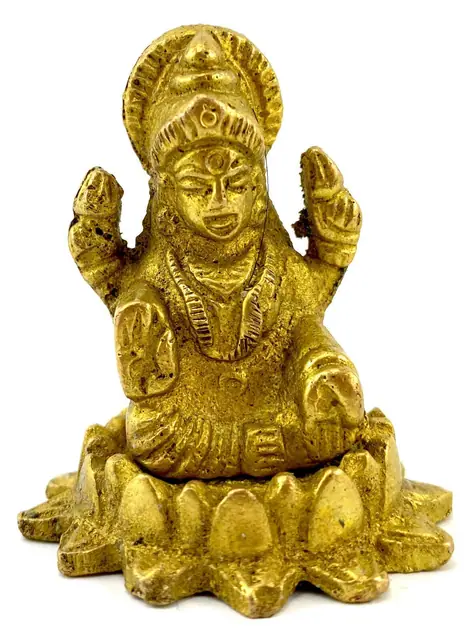 Lakshmi auf Lotusthron Messingfigur