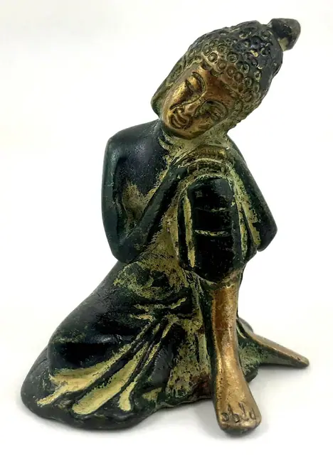 Buddha in Gedanken Messing Figur (Glücksbringer)
