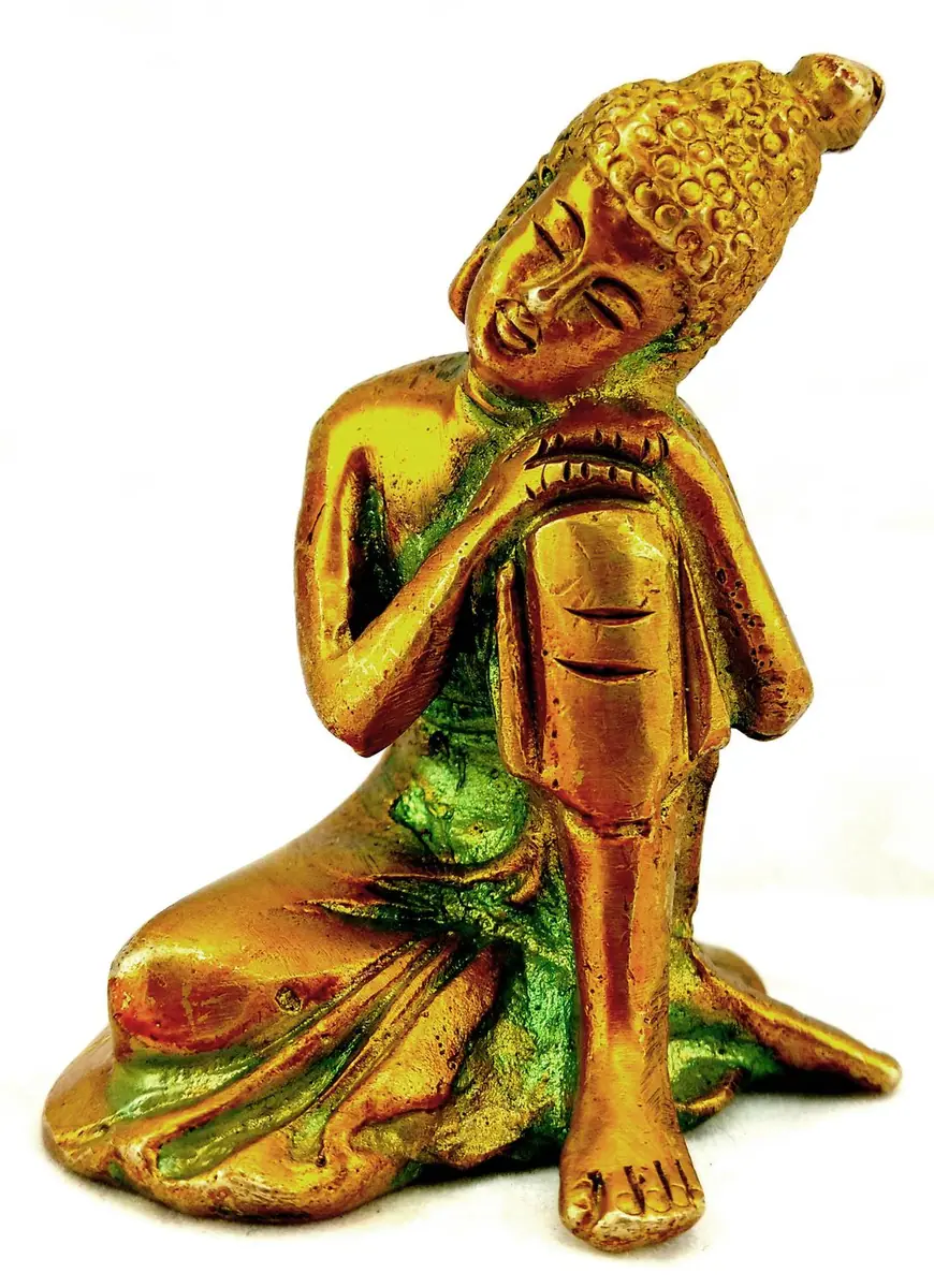 Buddha in Gedanken Messing Figur (Glücksbringer)