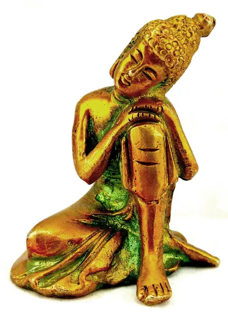 Buddha in Gedanken Messing Figur (Glücksbringer)