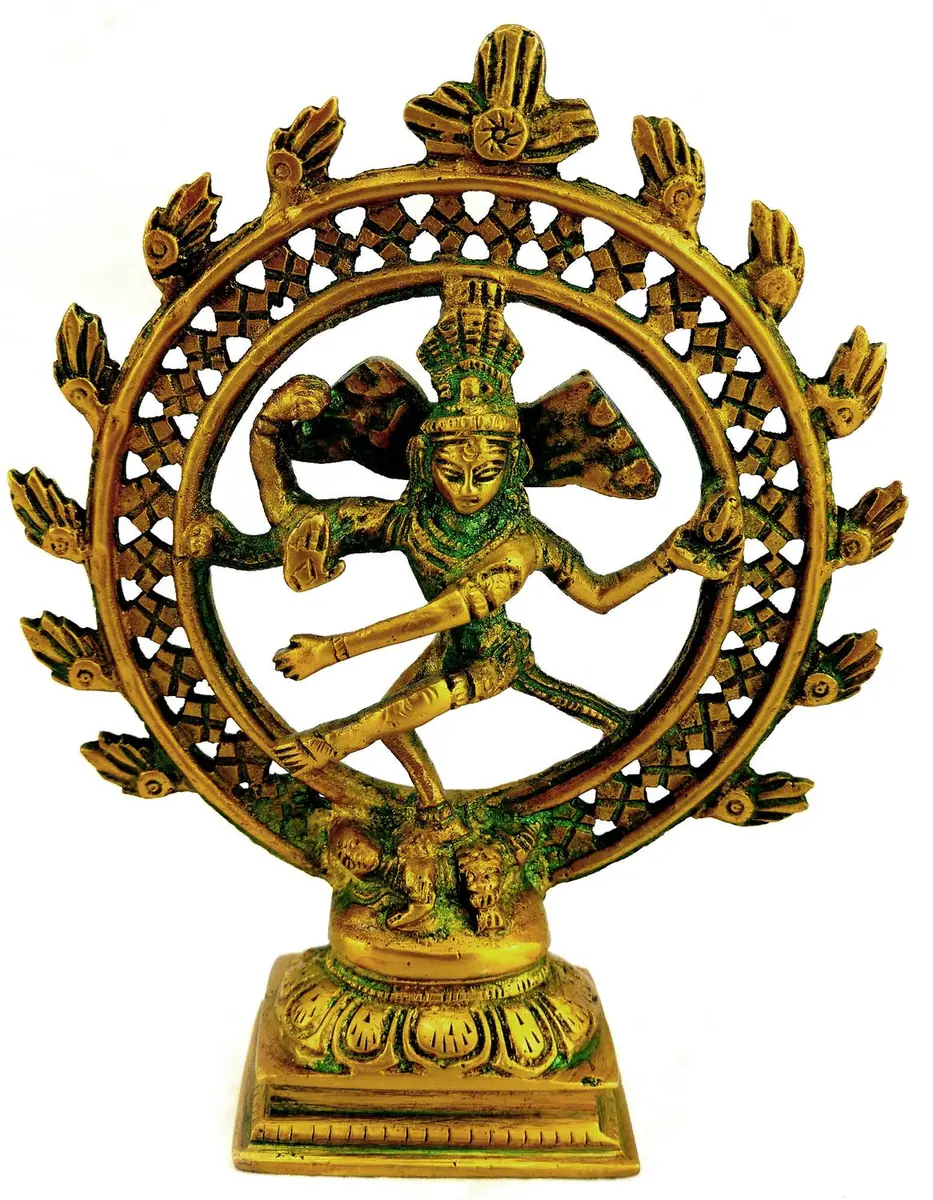 Messingfigur Shiva im Sonnenkreis