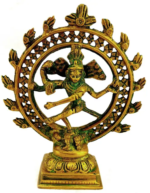 Messingfigur Shiva im Sonnenkreis