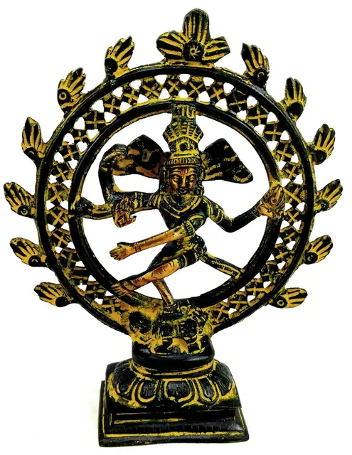 Messingfigur Shiva im Sonnenkreis